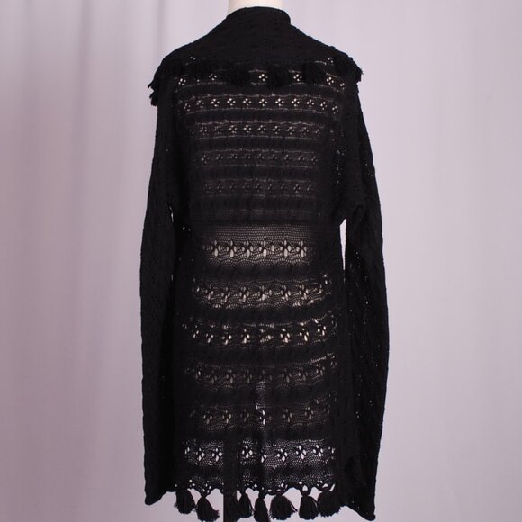 EUC Cotton by Autumn Cashmere Black Fringe Open Cardigan, Sz - Sm - Picture 4 of 5
